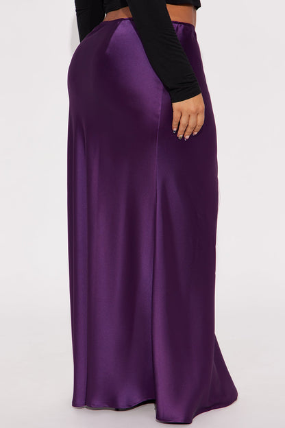 Love Like This Satin Maxi Skirt - Plum