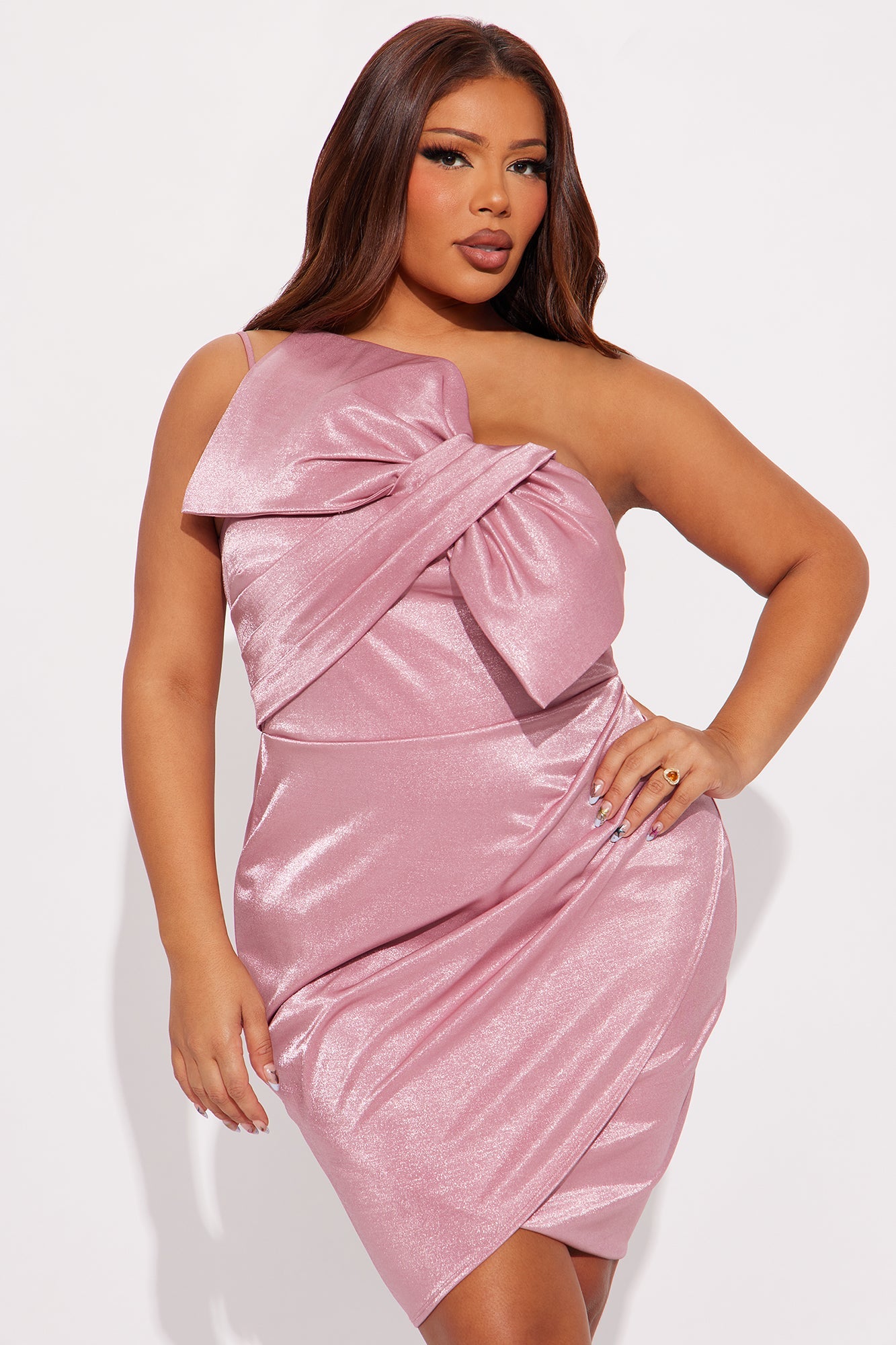 Ivy Bow Mini Dress - Rose Gold