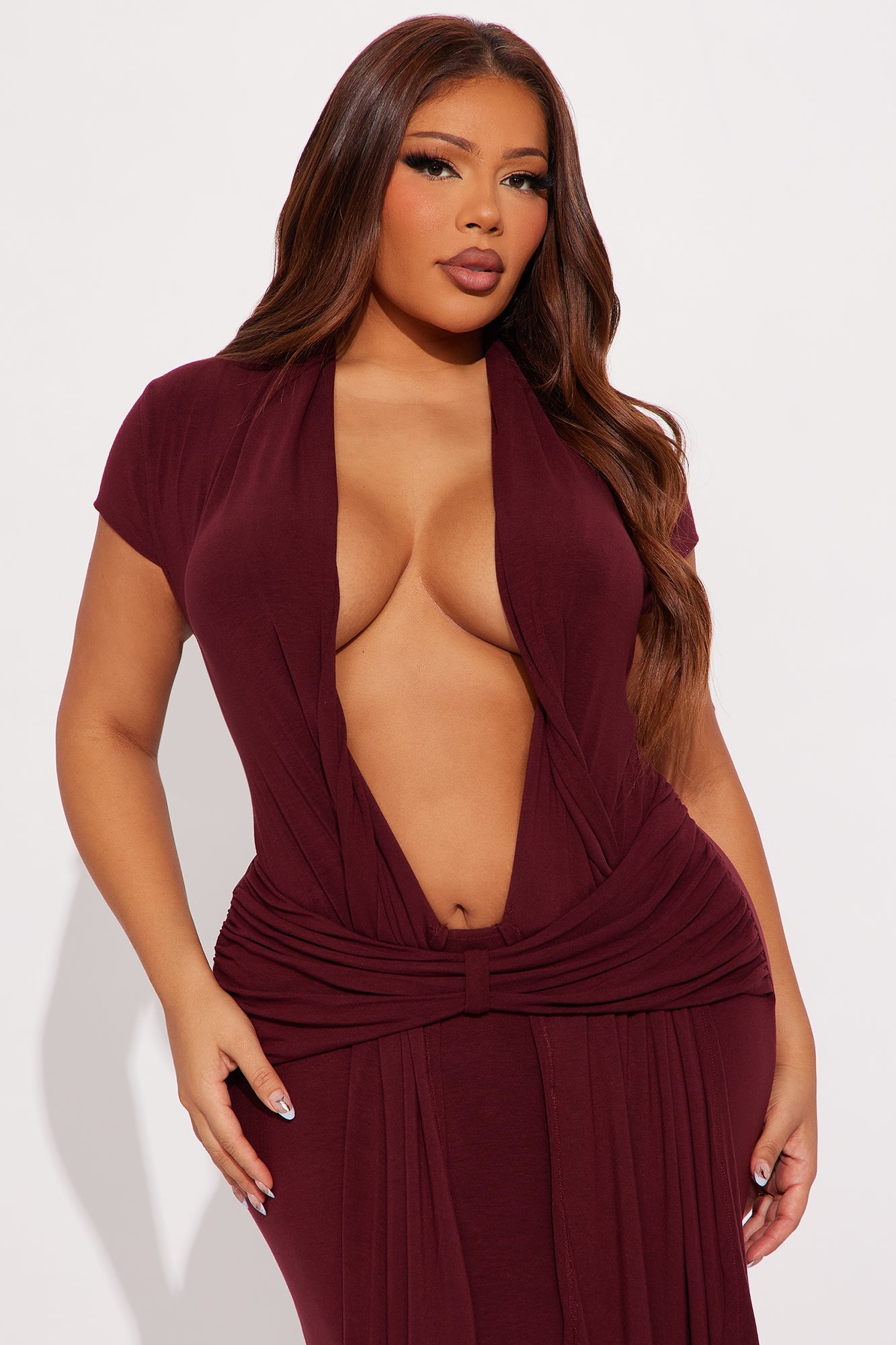 Vividly Sharp Maxi Dress - Burgundy