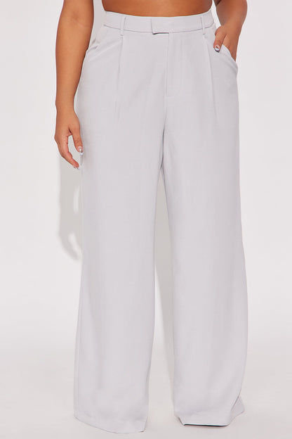 Etta Wide Leg Pant 33″ - Light Grey