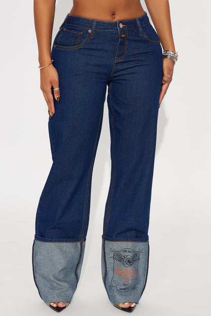 Von Dutch Originals Cuff Straight Leg Jeans - Dark Denim
