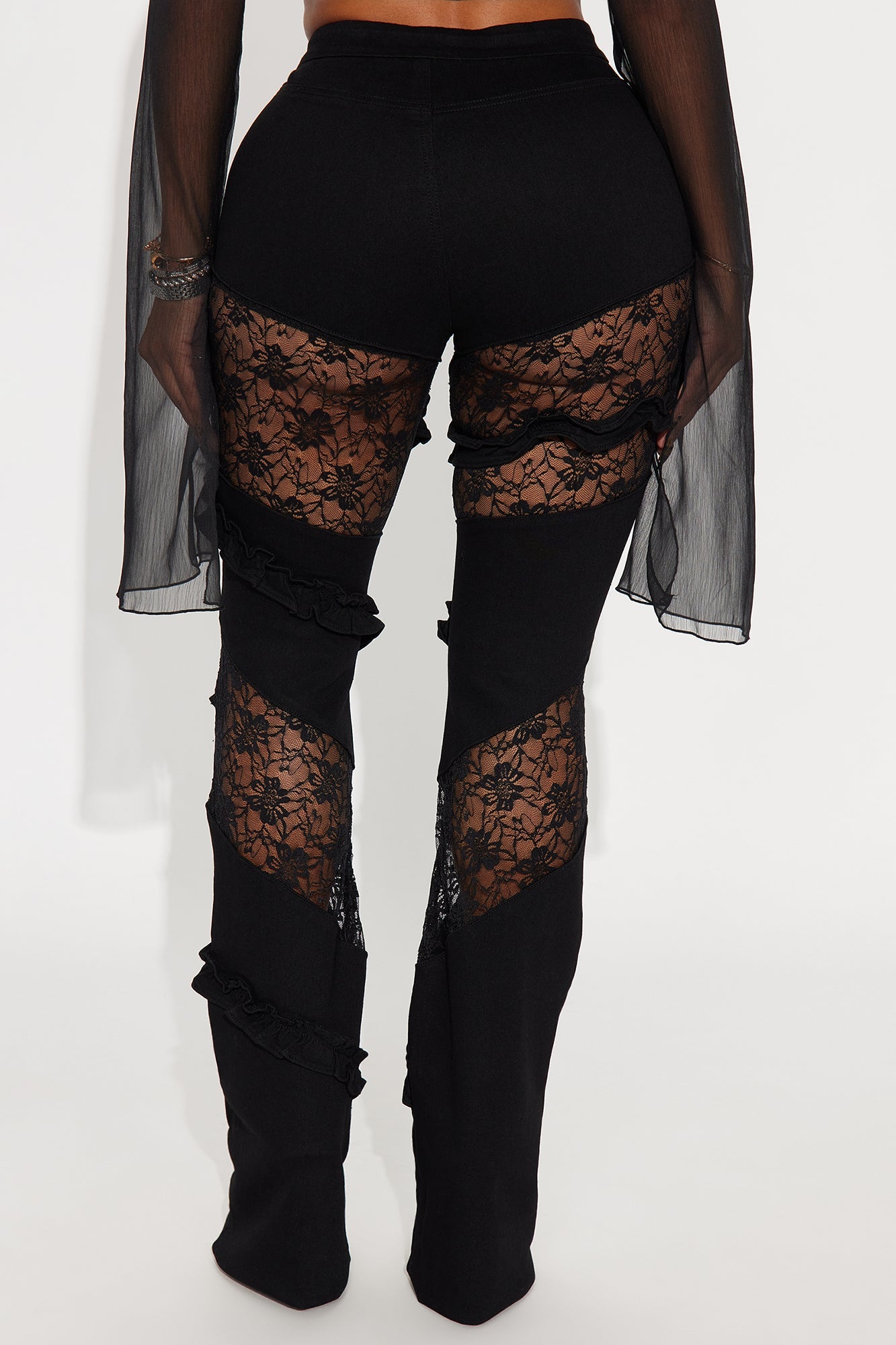 Tall Dreamcatcher Lace Stretch Flare Jeans - Black