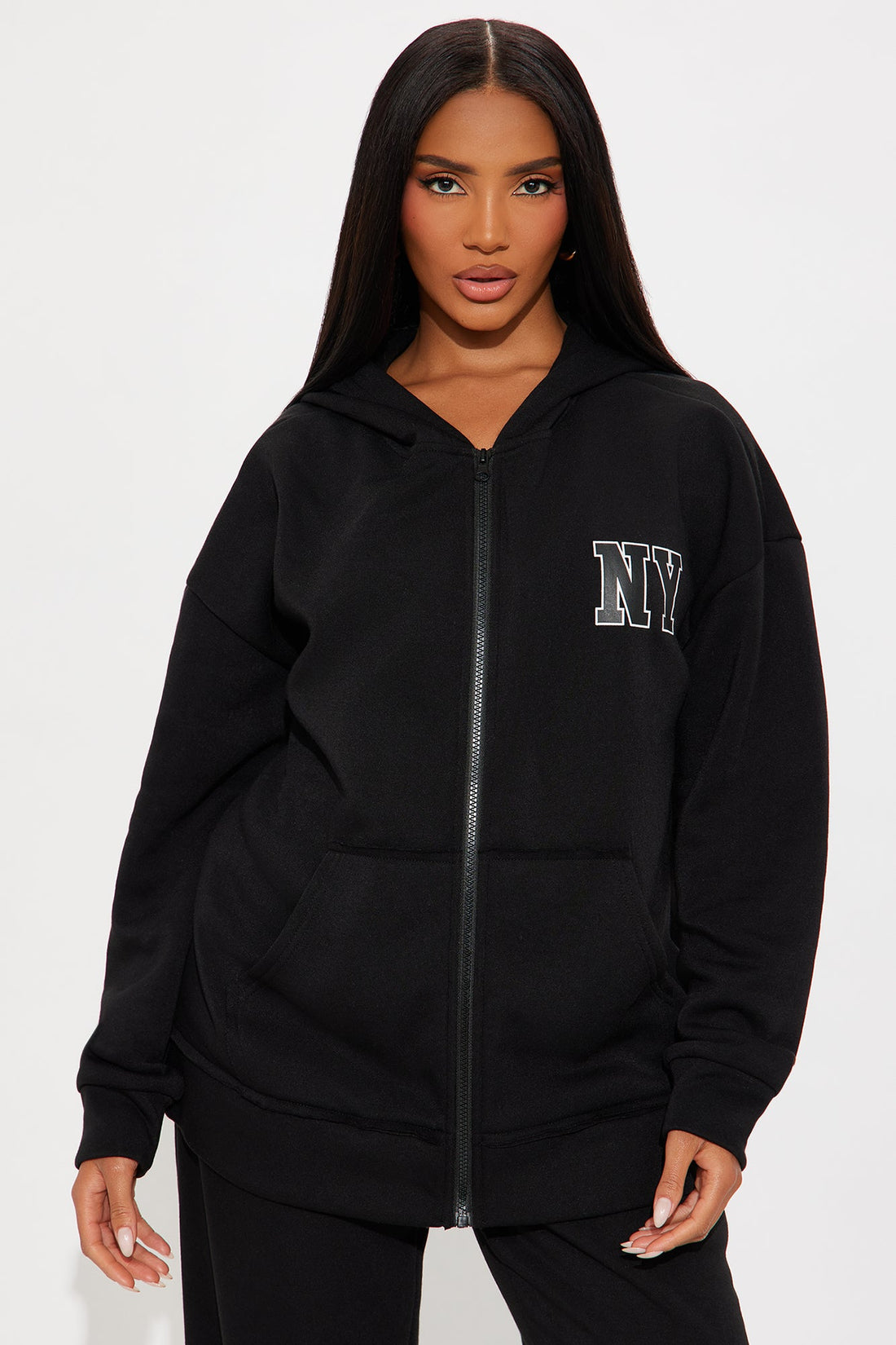 NY Oversized Fleece Pant Set - Black