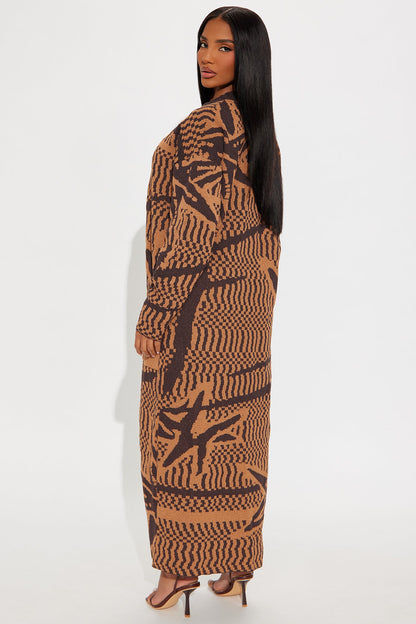 Kendall 2 Piece Sweater Dress Set - Brown/combo