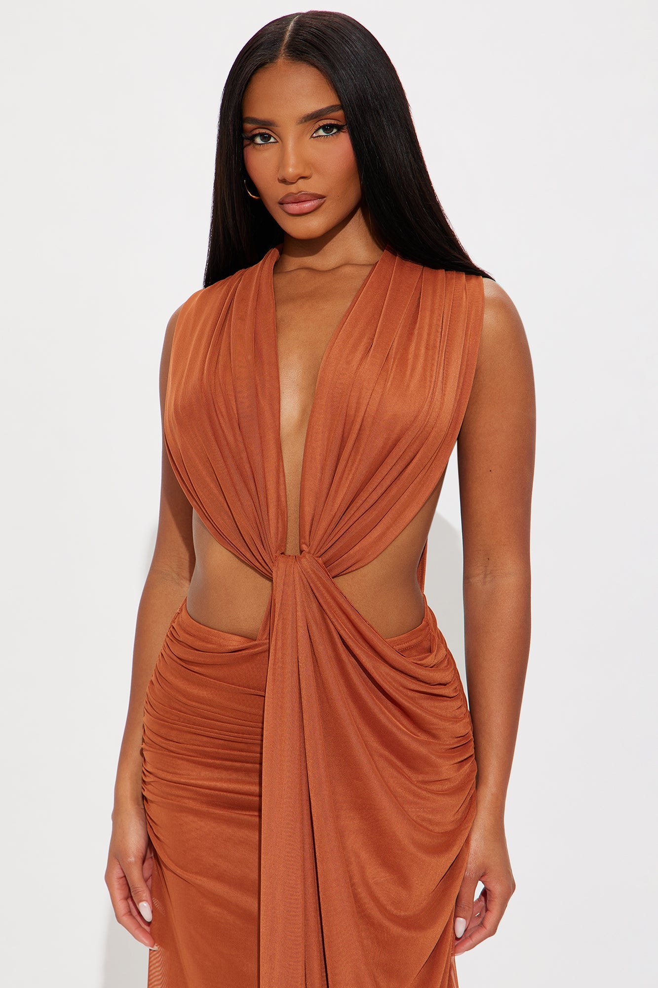 Passion Fruit Mesh Maxi Dress - Rust