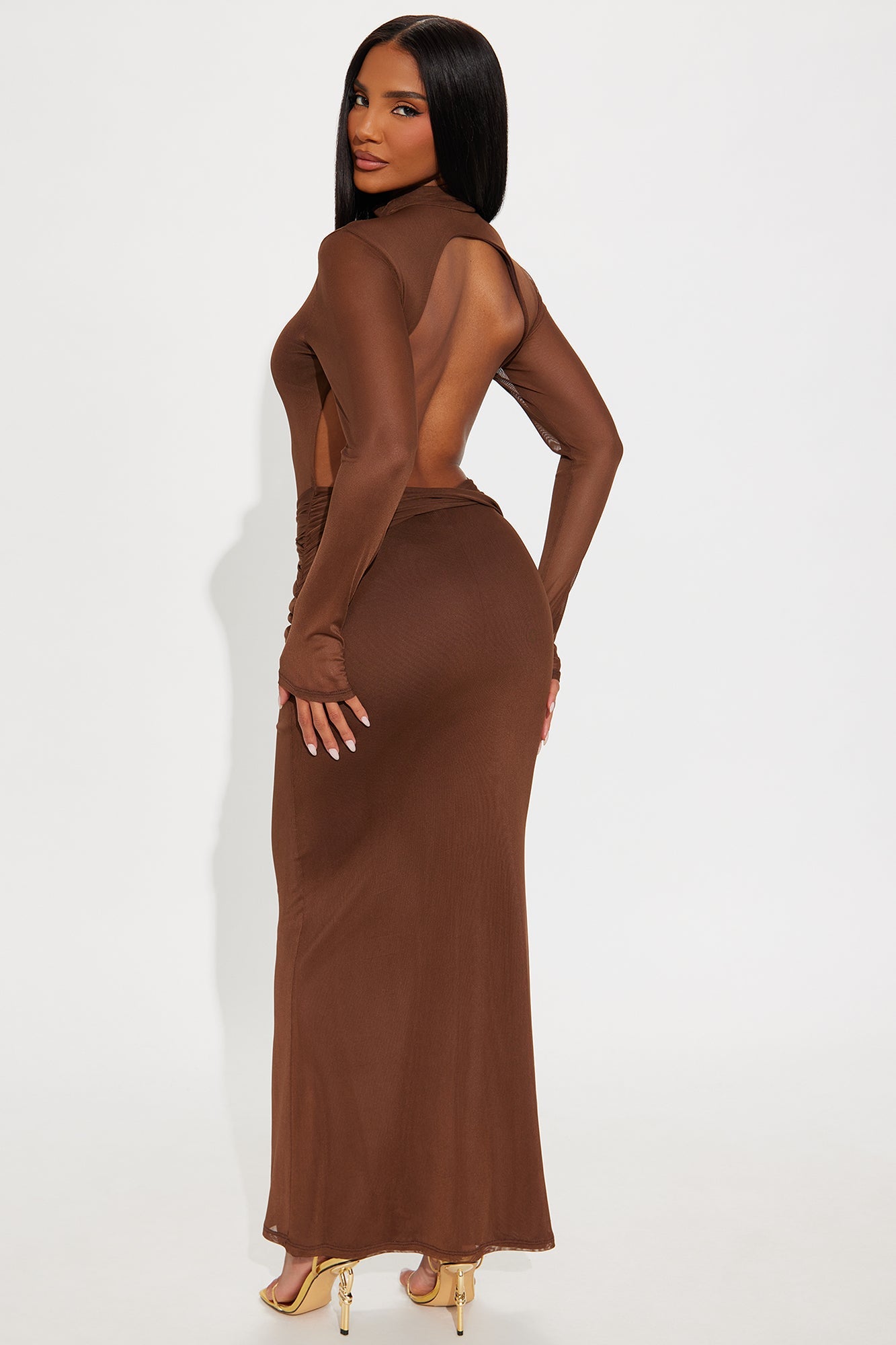 Irresistibly Yours Backless Maxi Dress - Chocolate