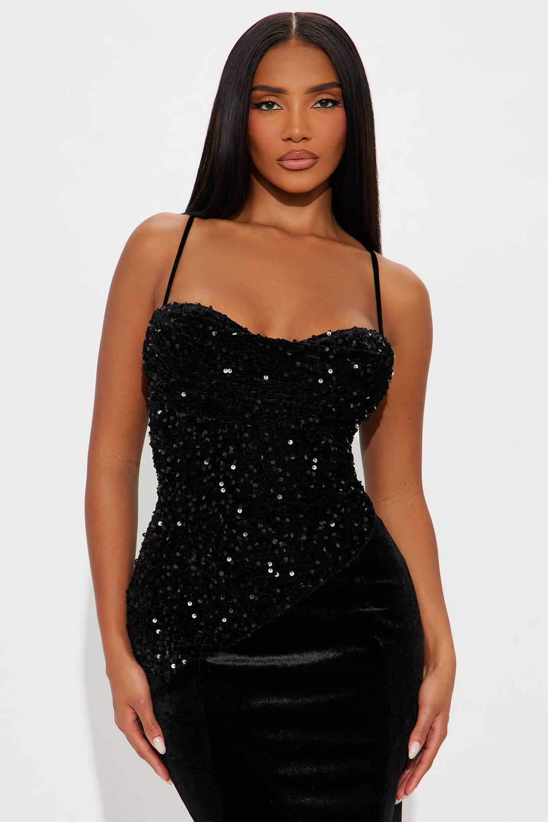 Glitz Baby Sequin Maxi Gown - Black