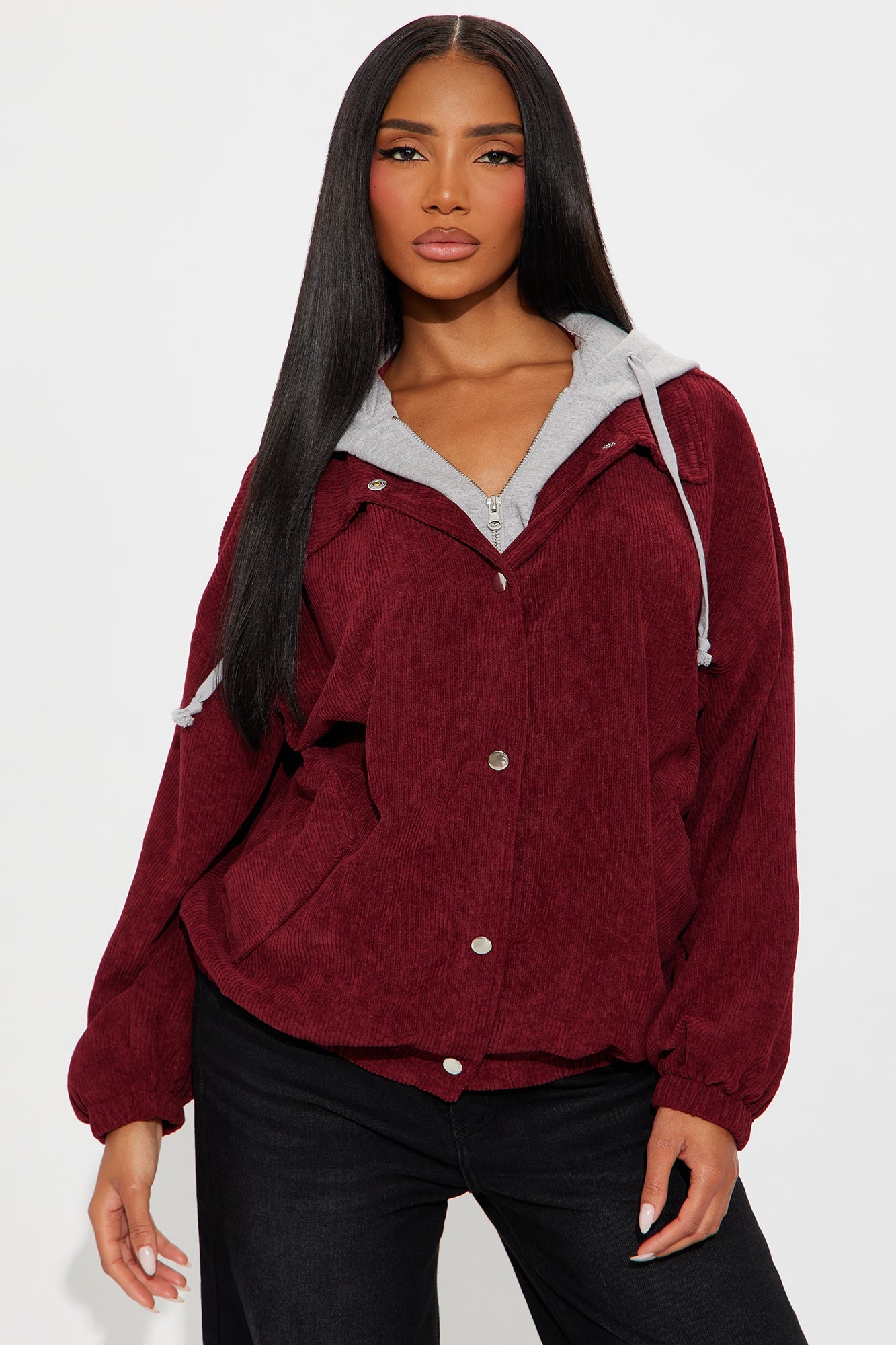 Hanging With The Boys Corduroy Jacket - Burgundy