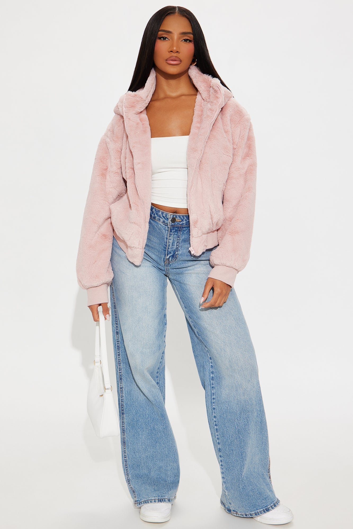 Warm Cuddles Faux Fur Jacket - Blush