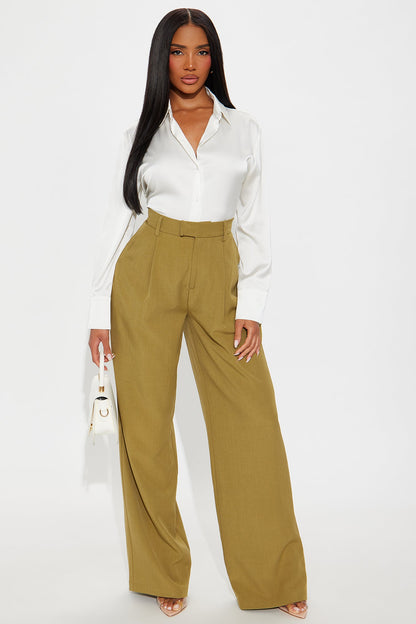 Etta Wide Leg Pant 33″ - Olive
