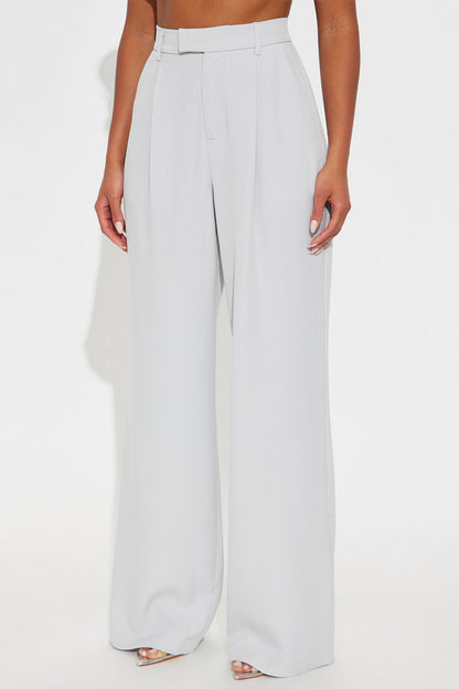 Etta Wide Leg Pant 33″ - Light Grey