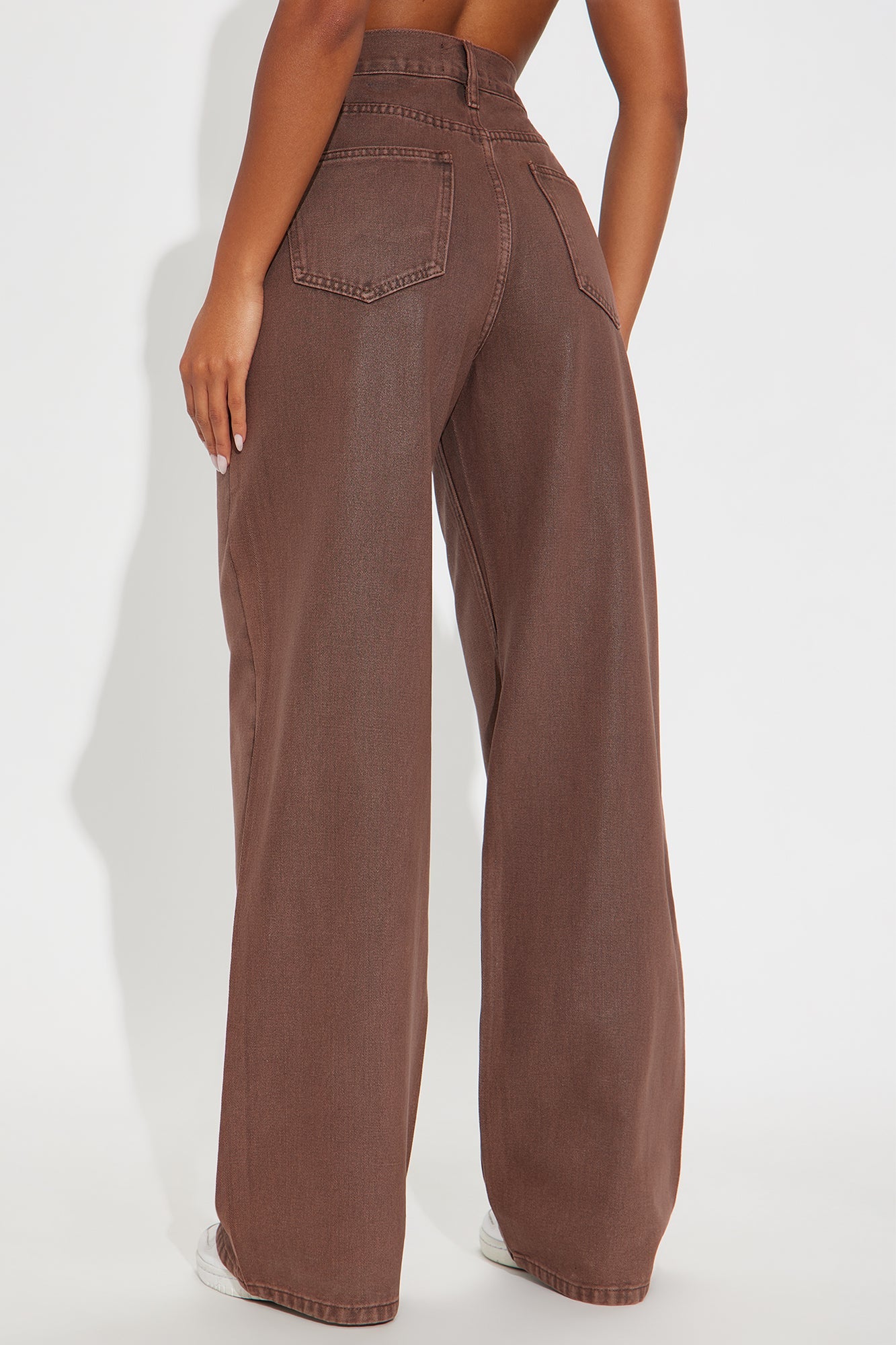 Red Hot Coated Wide Leg Jeans - Brown