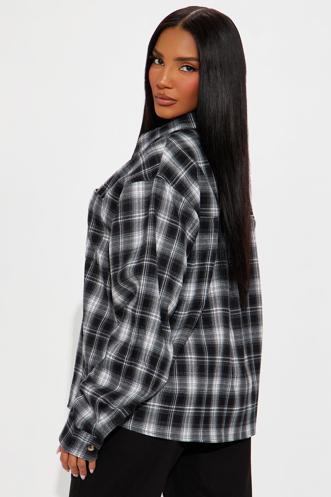 You Know Me Plaid Shirt - Black