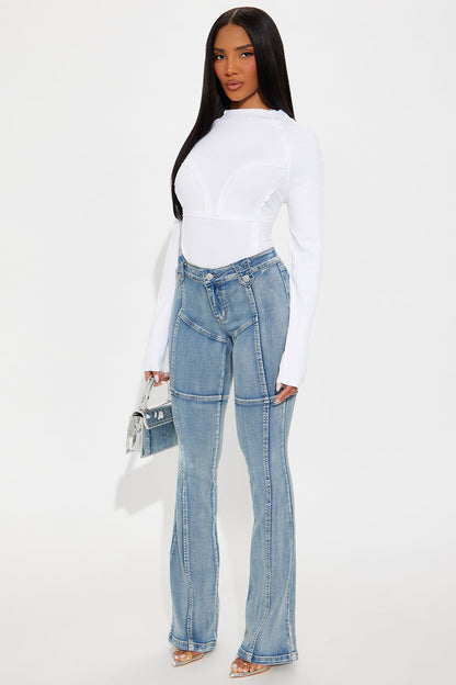 Jaw Dropper Low Rise Bootcut Jeans - Medium Wash