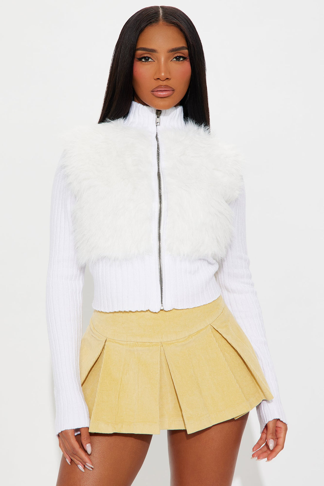 No Hard Feelings Faux Fur Cardigan - Off White