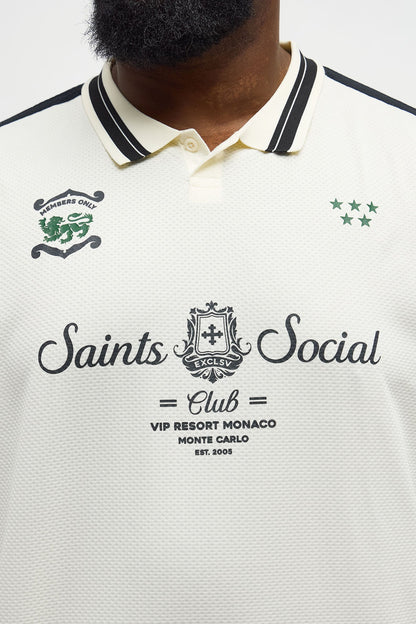 Saints Social Long Sleeve Jersey Polo - Ivory