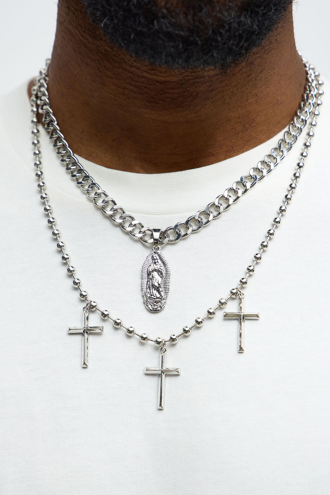 Iron Testament 2 Piece Chain Necklace - Silver