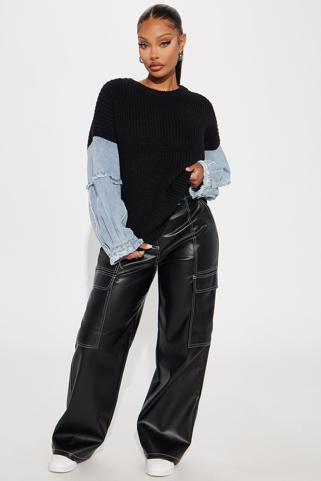 Ella Denim Sweater - Black/Blue