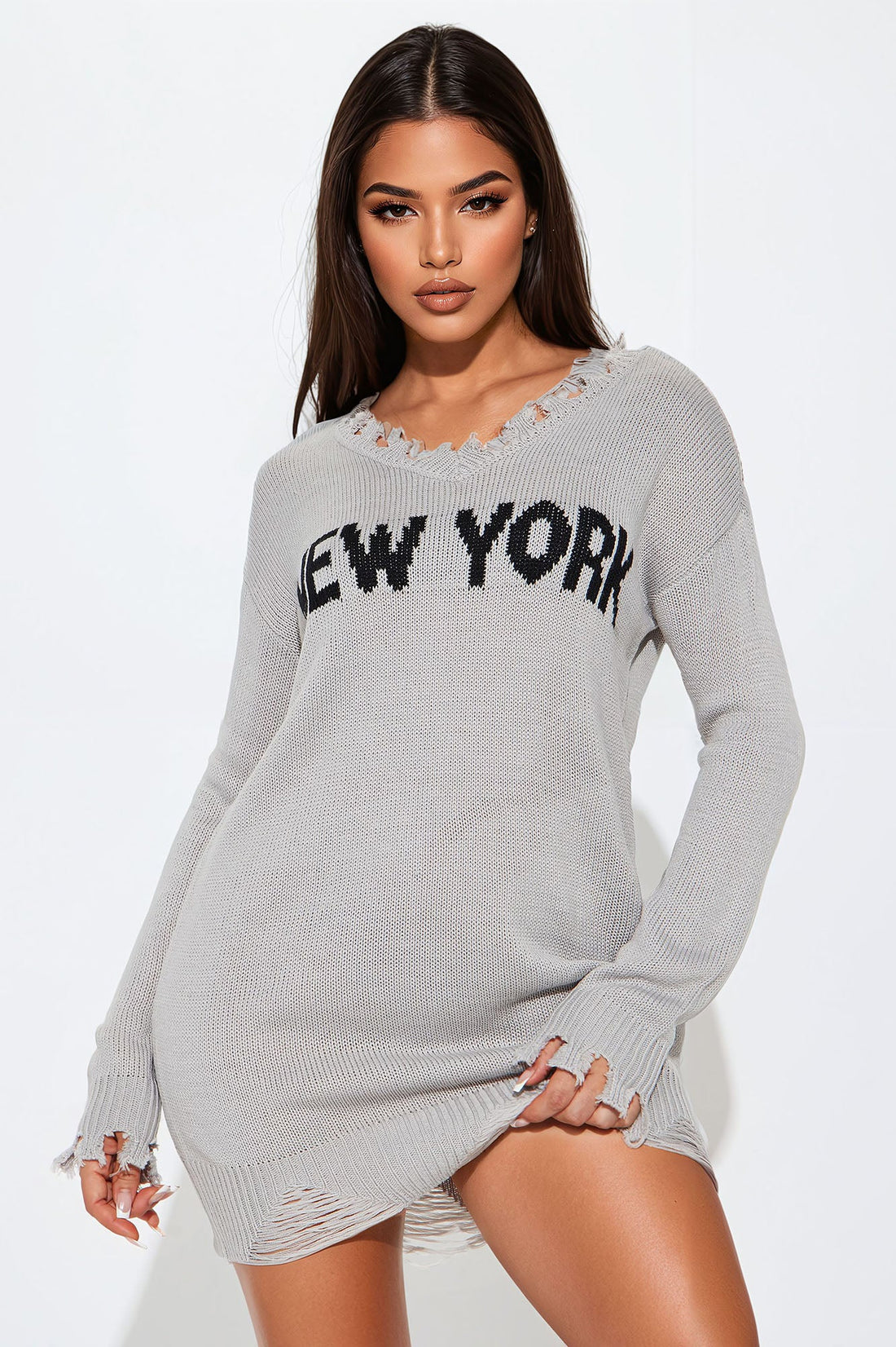 Bronx Sweater Mini Dress - Grey