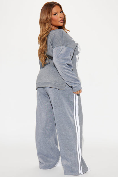 Eighty Seven Fleece Pant Set - Heather Grey