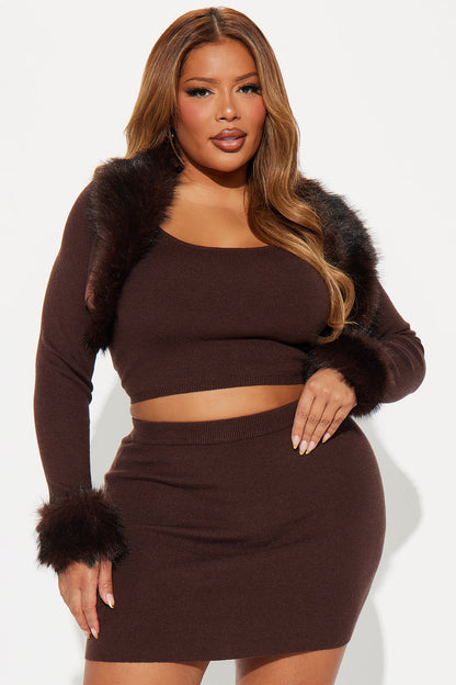 Pretty Girl Moment Skirt Set - Brown