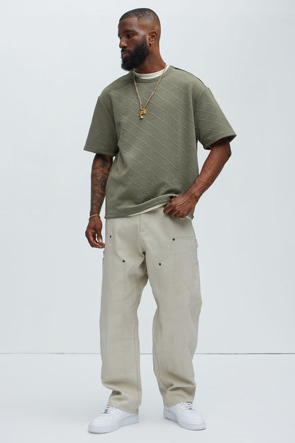Lingo Textured Relaxed Tee - Olive