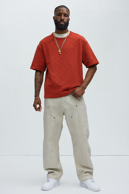 Lingo Textured Relaxed Tee - Rust
