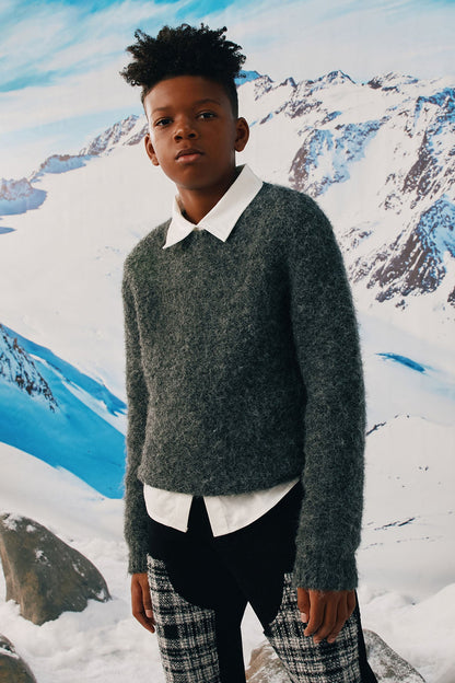 Mini Oversized Fluffy Sweater - Charcoal