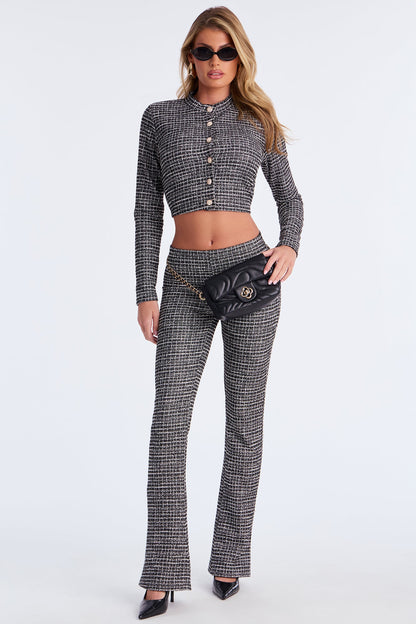 Lola Tweed Cardigan Pant Set - Black