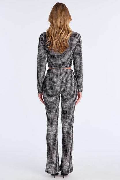 Lola Tweed Cardigan Pant Set - Black