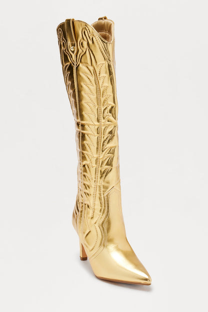 Samaya Knee High Boots - Gold