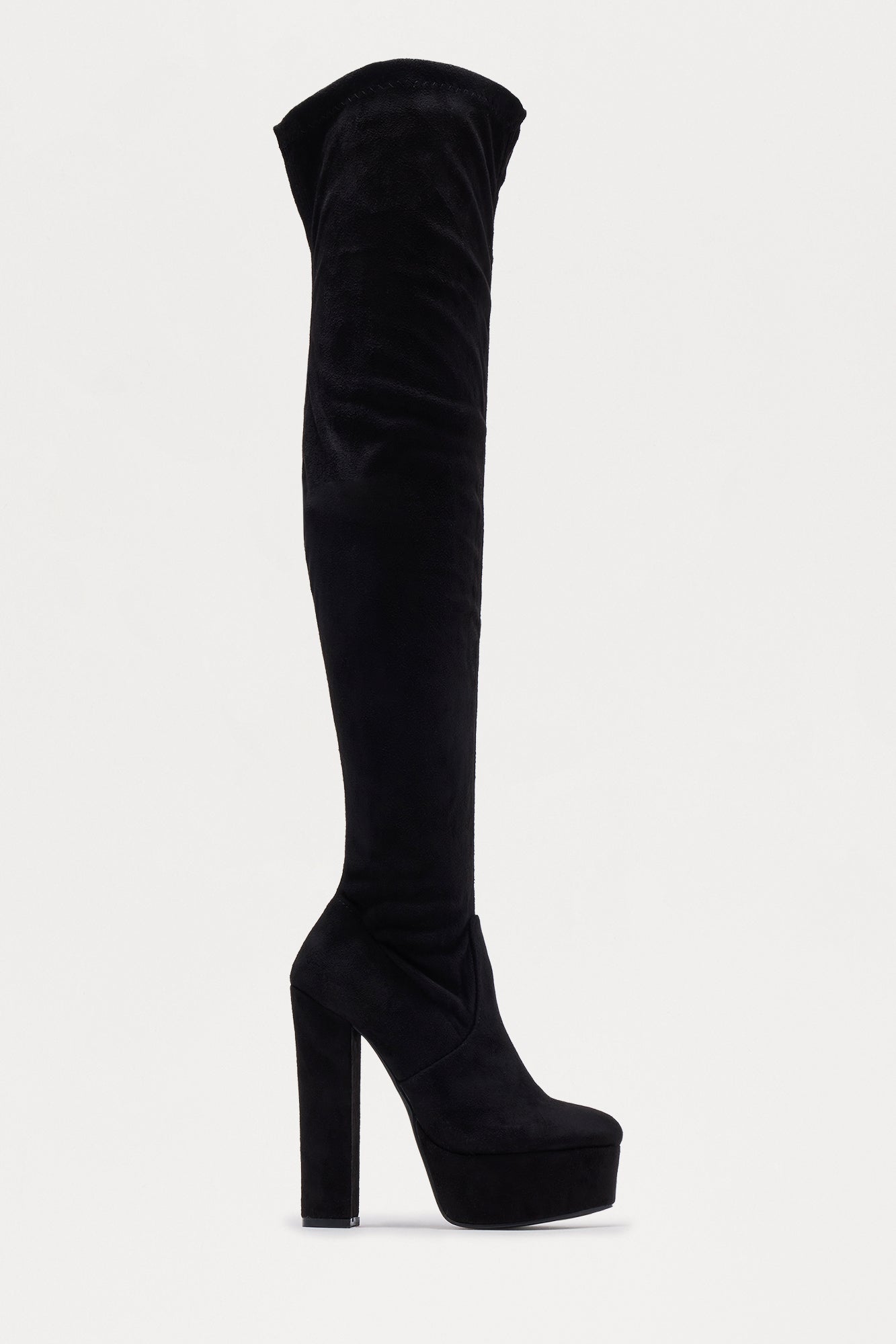 Dossy Platform Thigh High Boots - Black