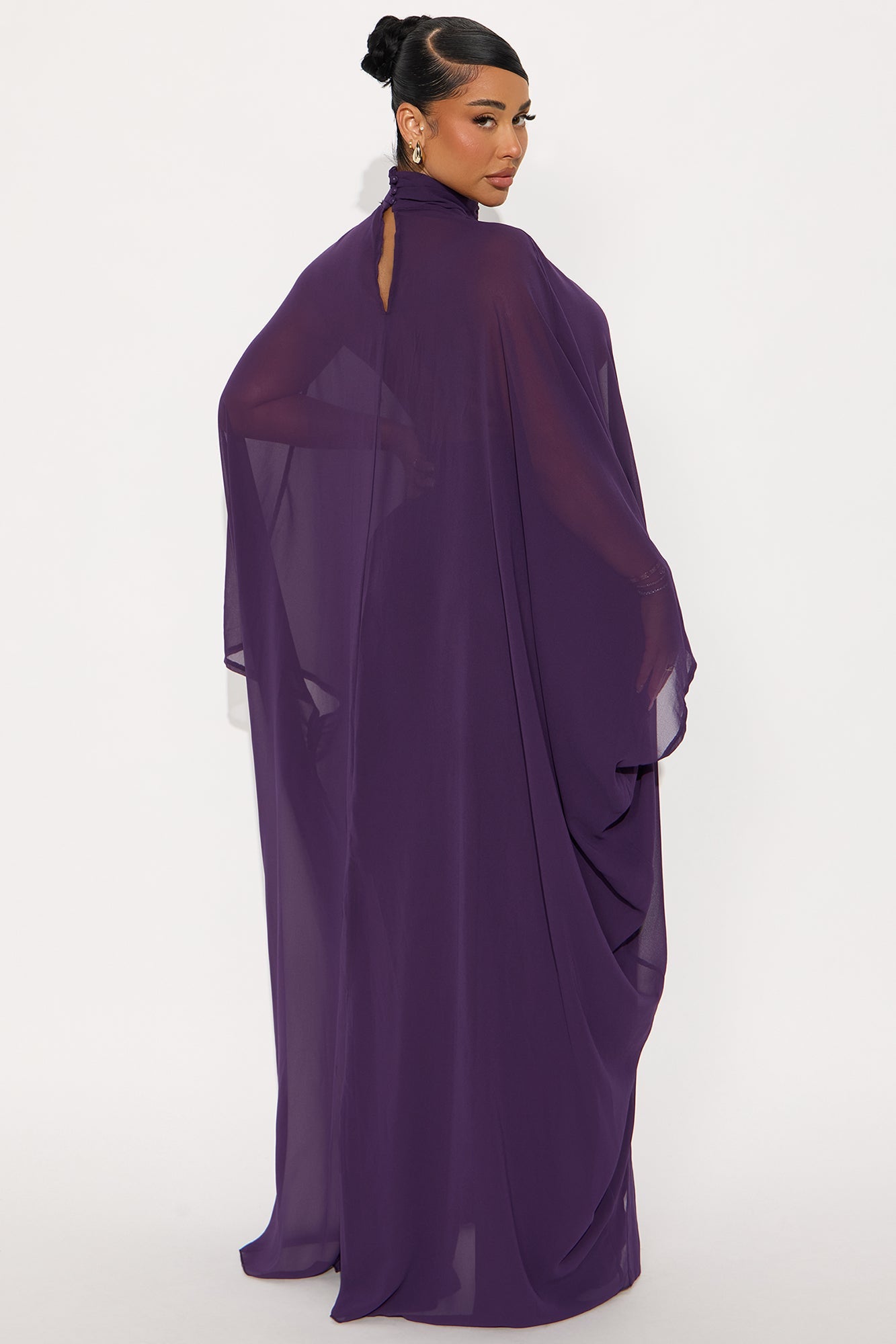 Sheer Moment Draped Pant Set - Eggplant