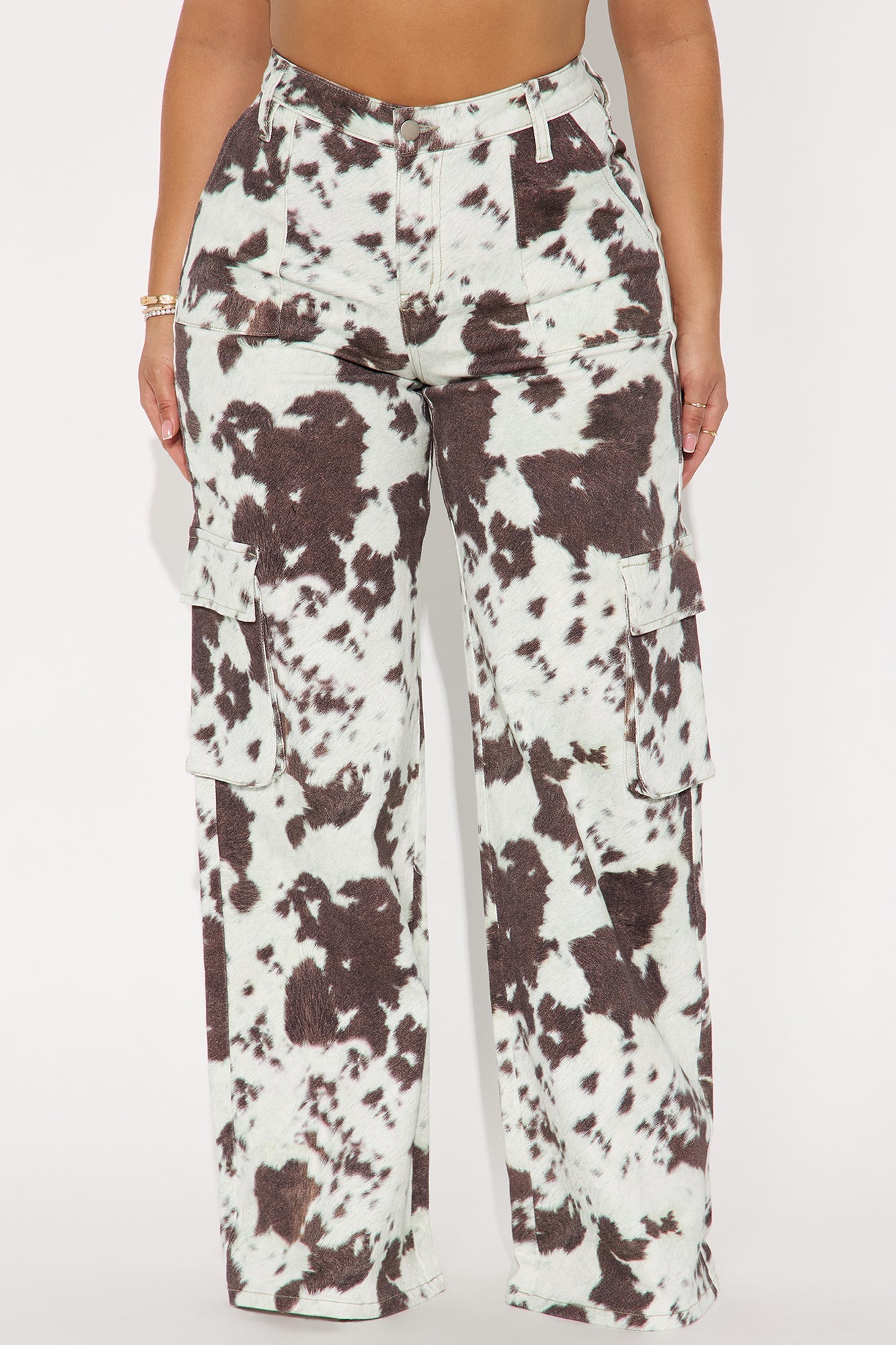 Pony Up Cargo Straight Leg Jeans - Brown/combo