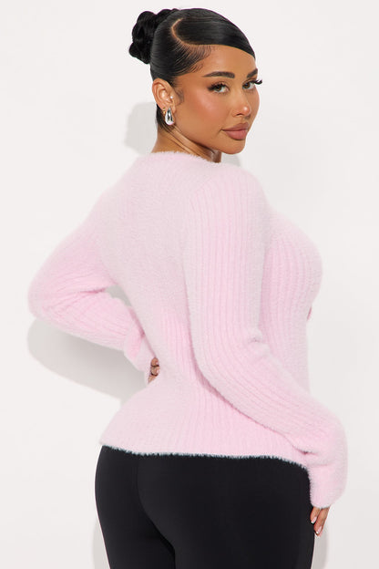 Estella Tie Front Bow Cardigan - Pink
