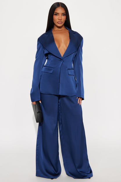 Blaire Open Back Blazer Pant Set - Navy