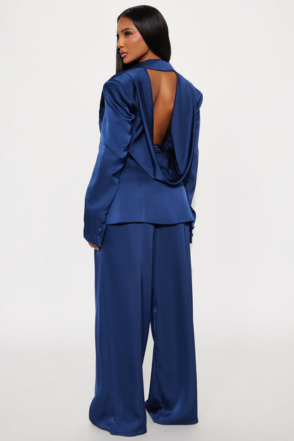 Blaire Open Back Blazer Pant Set - Navy