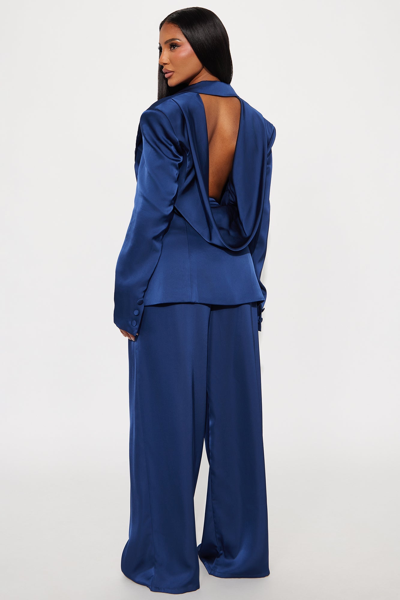 Blaire Open Back Blazer Pant Set - Navy