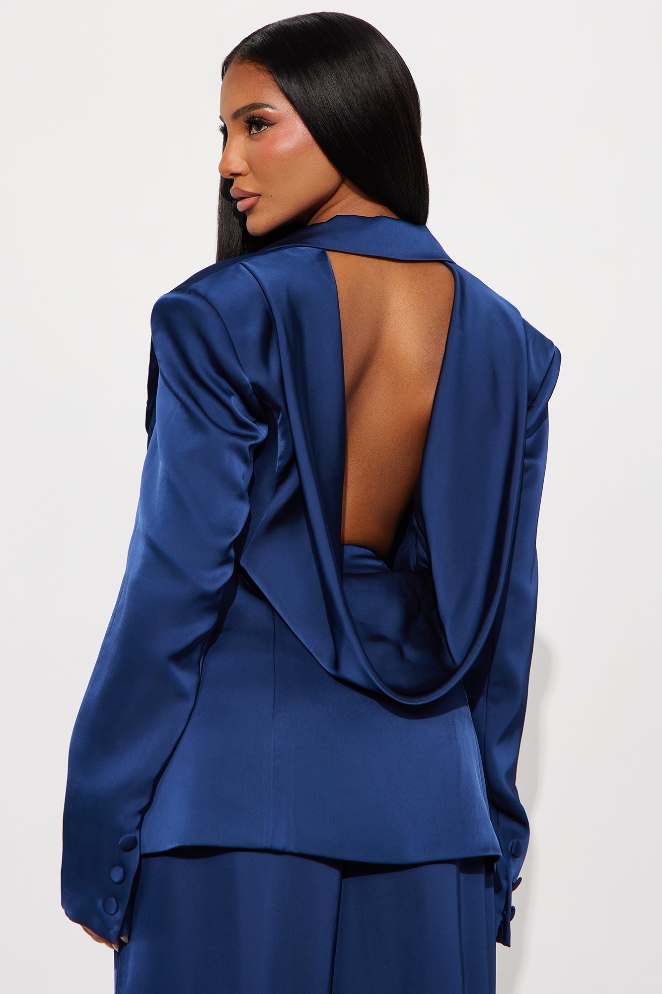 Blaire Open Back Blazer Pant Set - Navy