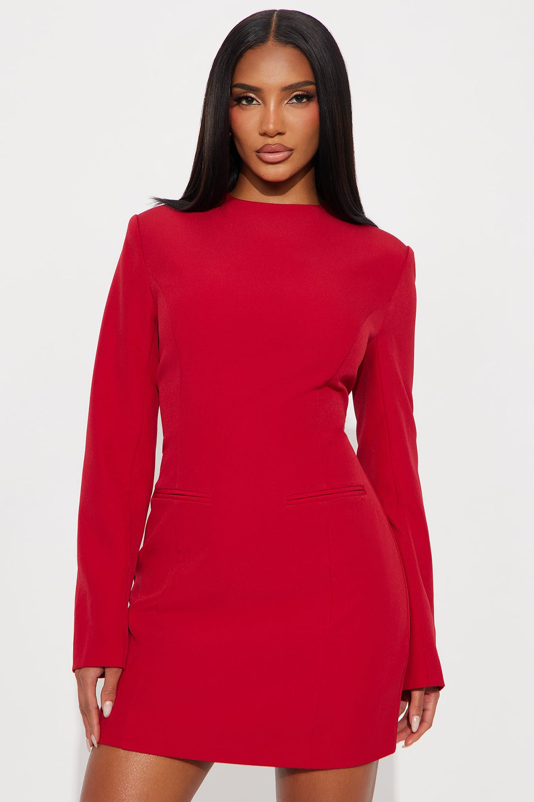 To The Point Tailored Mini Dress - Red