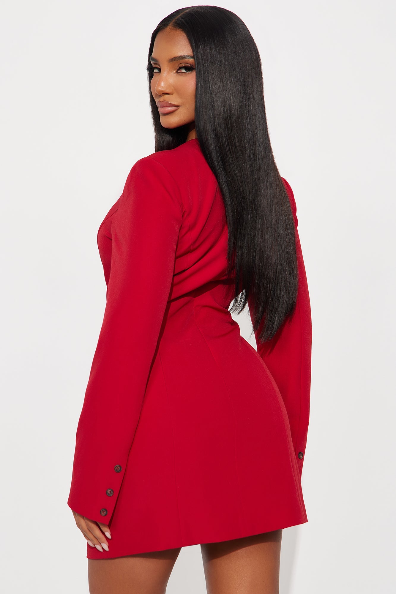 To The Point Tailored Mini Dress - Red