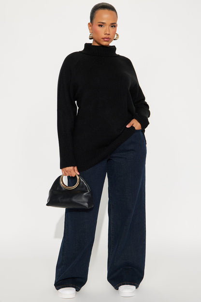 Head In The Clouds Turtle Neck Sweater - Black