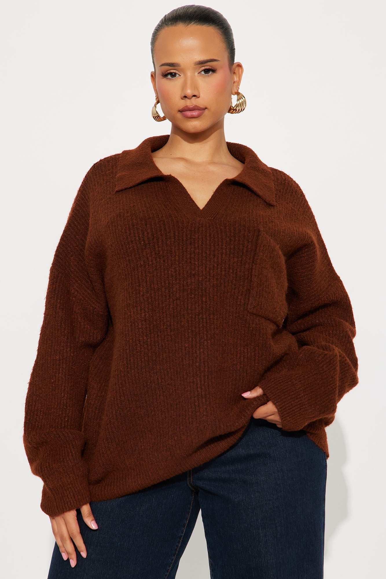 Ollie Polo Sweater - Brown