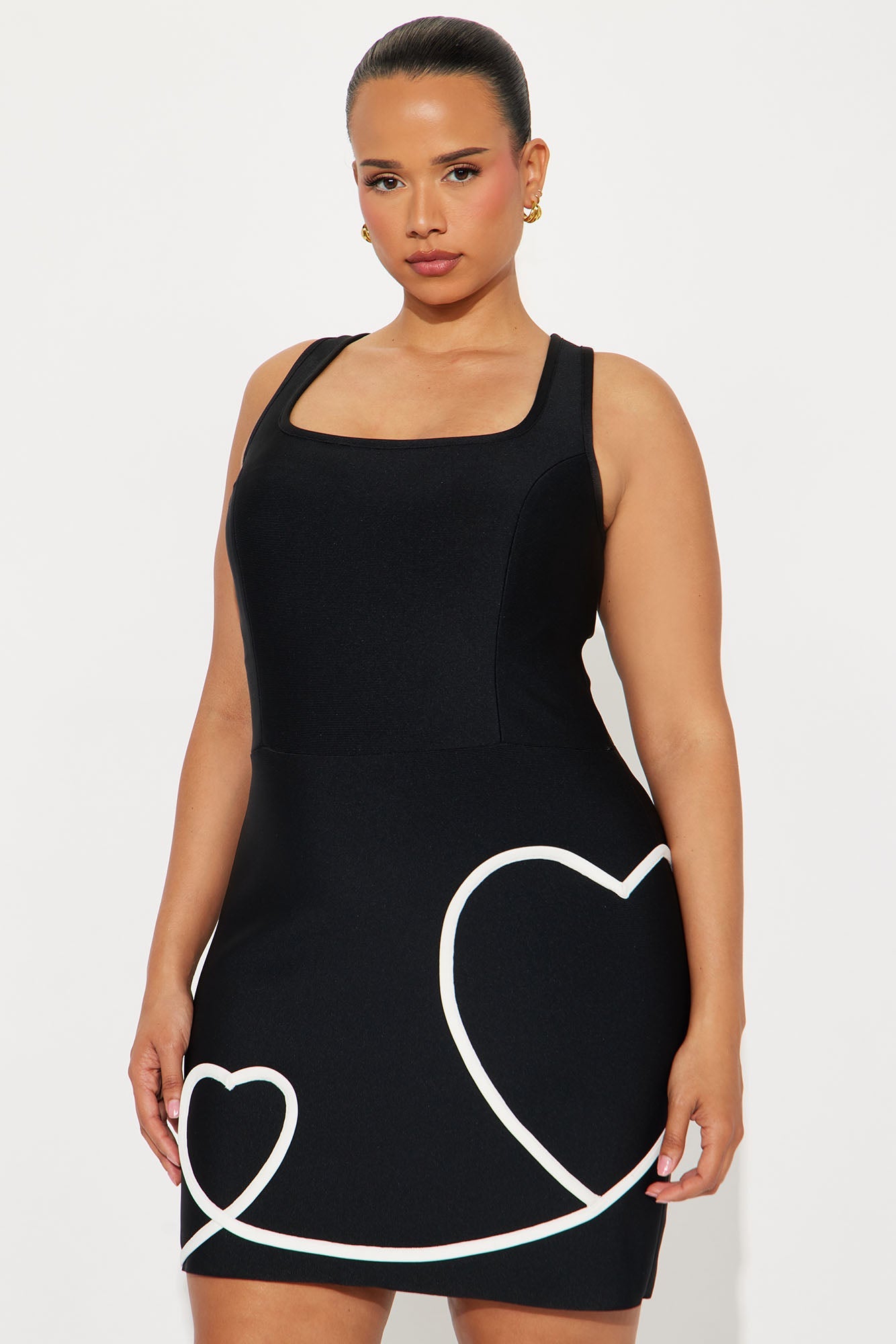 Hearts Up Bandage Mini Dress - Black/White