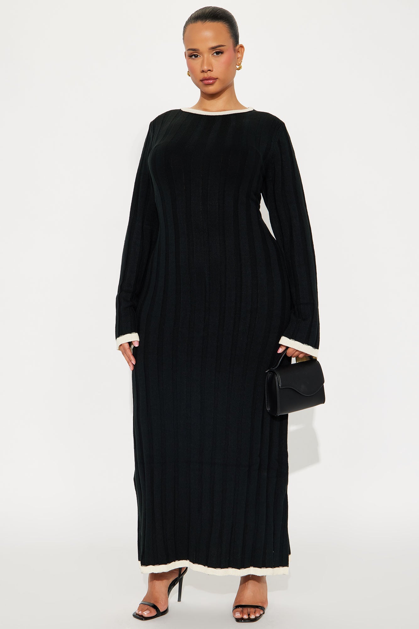 Deeply Valued Sweater Maxi Dress - Black/White