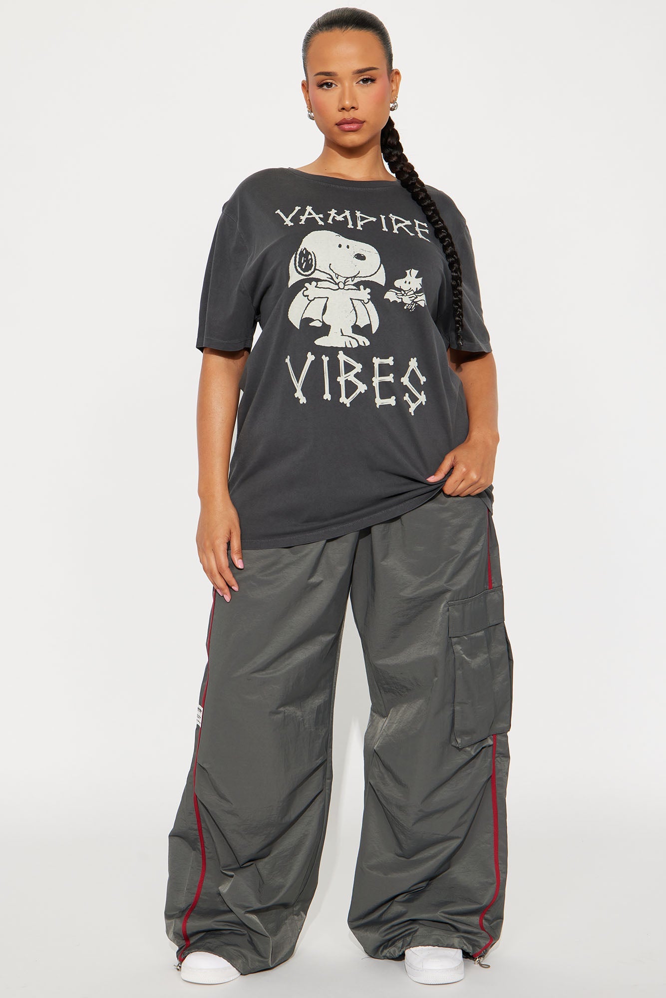 Peanuts &amp; Snoopy Vampire Goth Tee - Black Wash