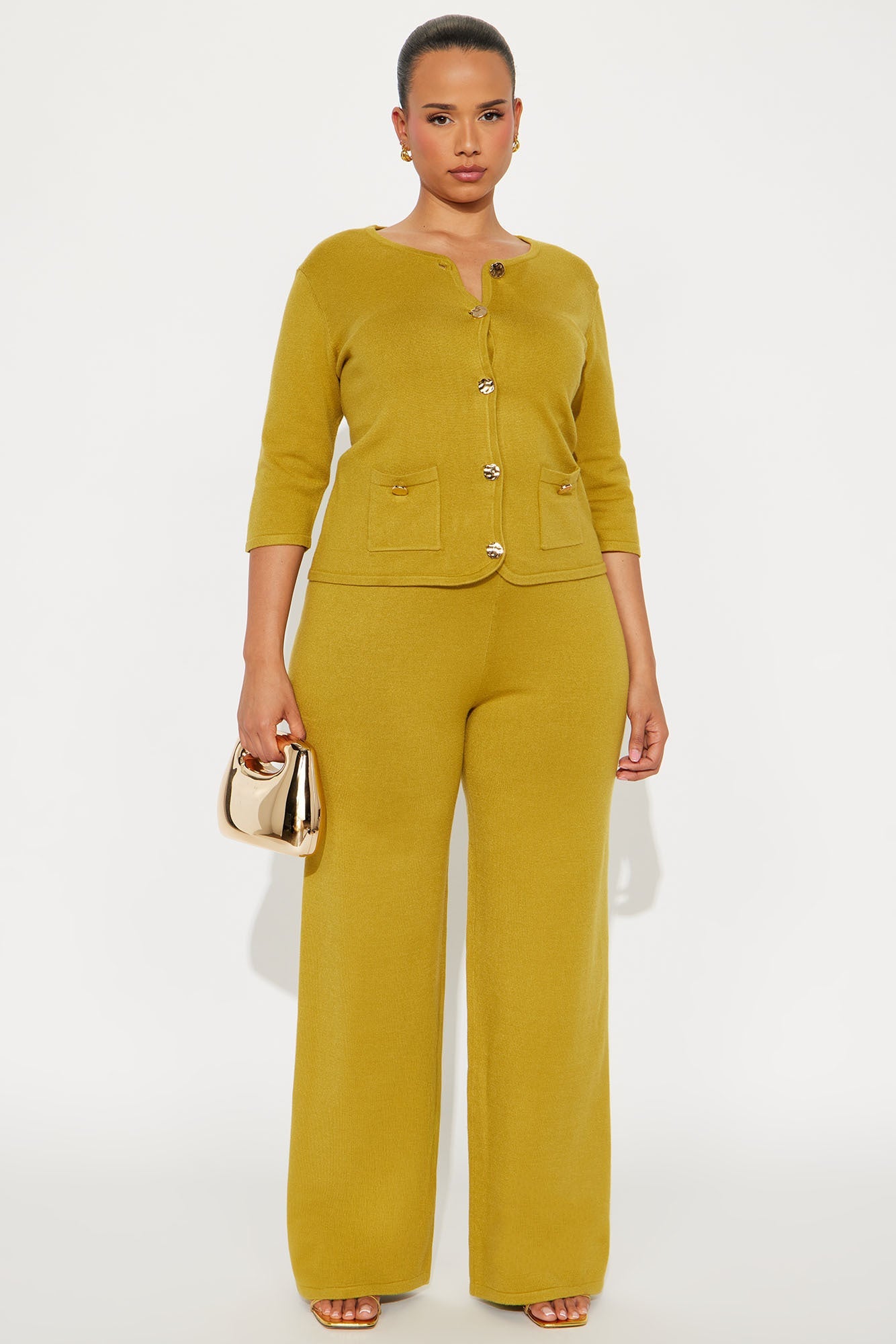 Valerie Sweater Pant Set - Chartreuse