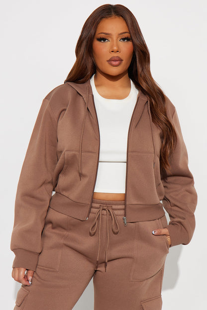 Kinsley Cropped Hoodie - Brown