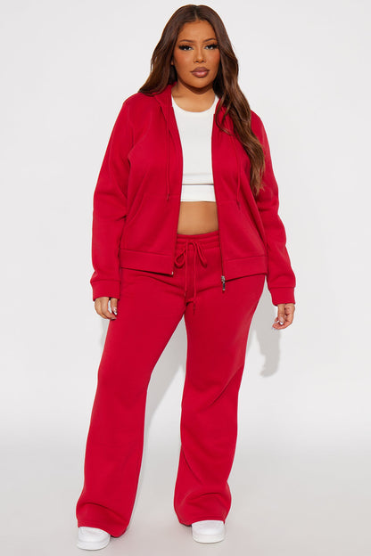 Candice Zip Up Hoodie - Red