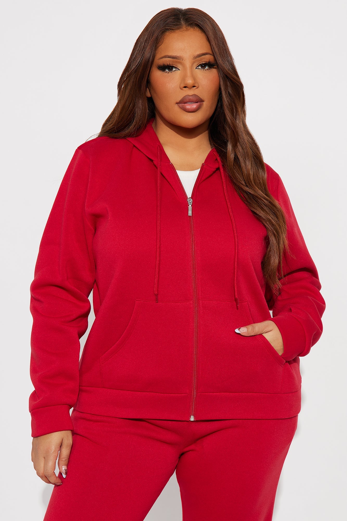 Candice Zip Up Hoodie - Red